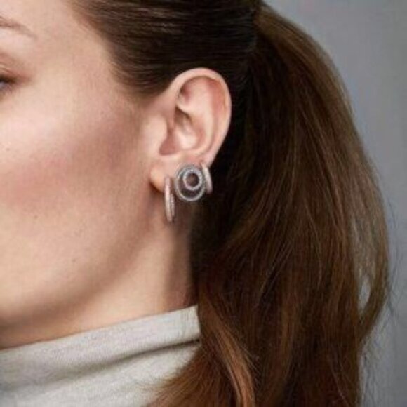 Pandora Sparkle and Hearts Hoop Earrings - Picture 2 of 2